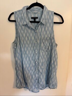 banana republic chambray button up sleeveless top size large